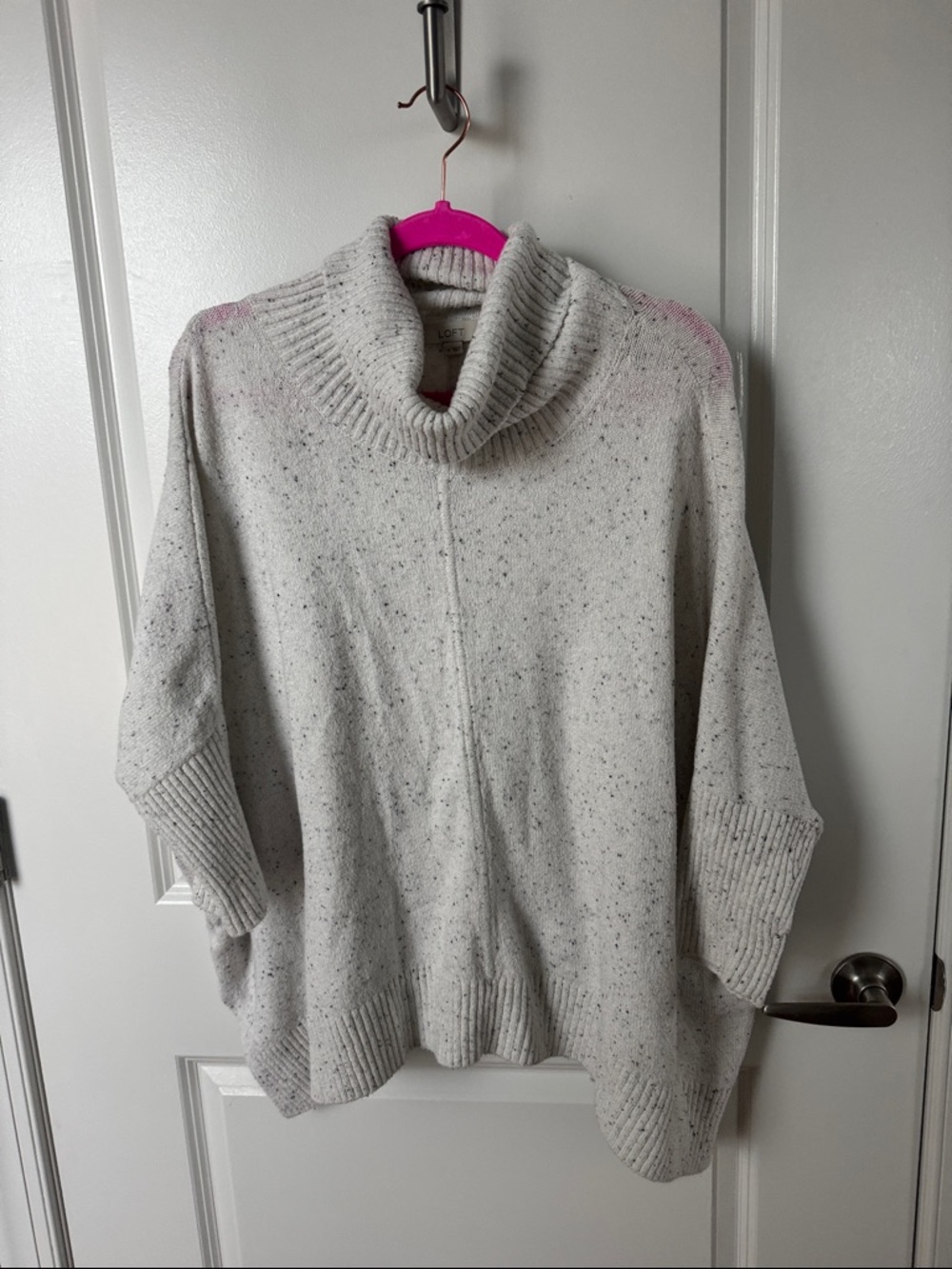 LOFT Cream Speckled Cowl Neck Sweater